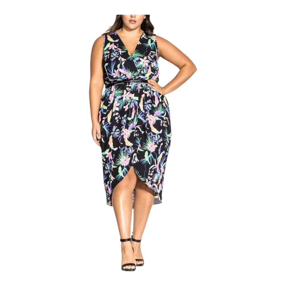 City Chic Floral Black Dress